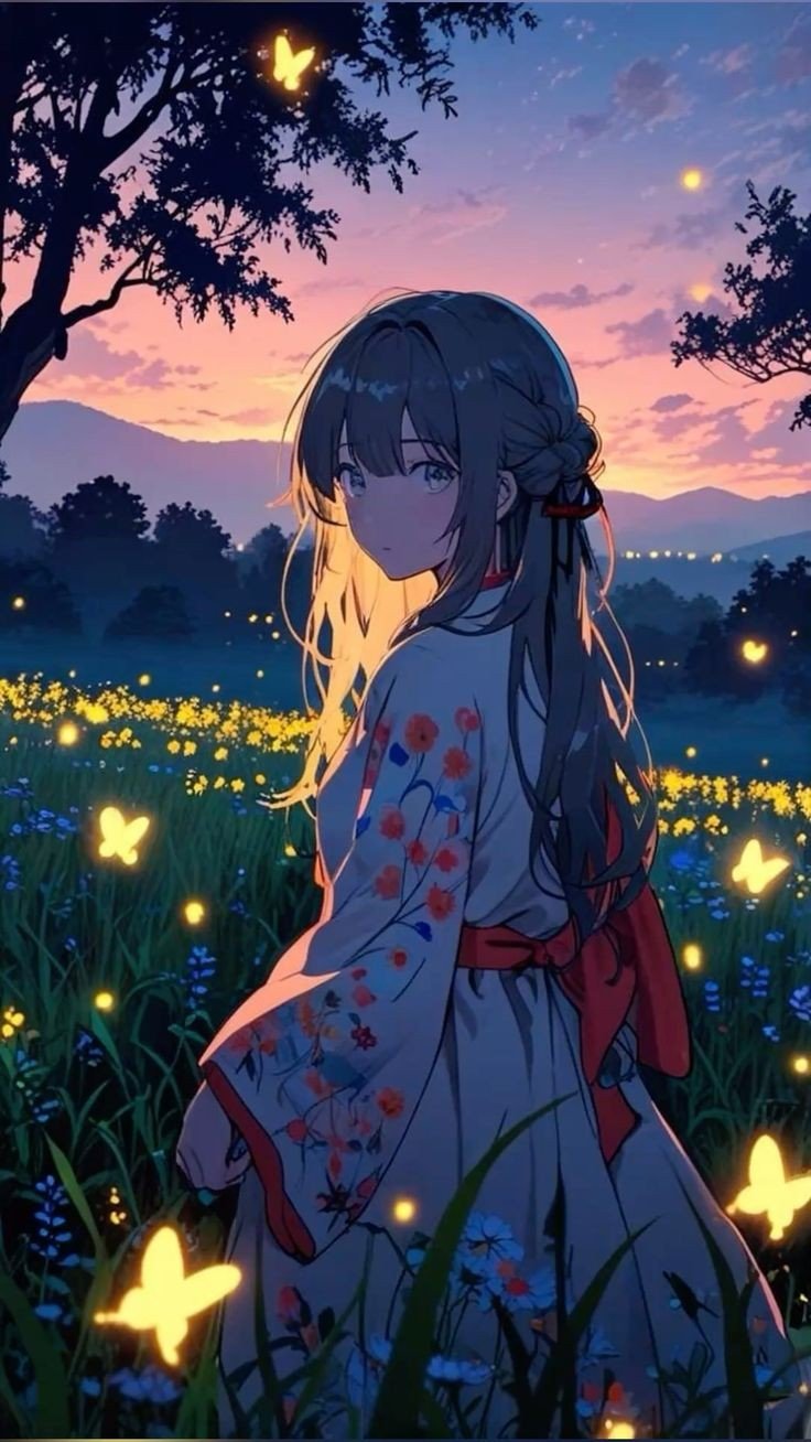 anime girl wallpaper with flowers 1